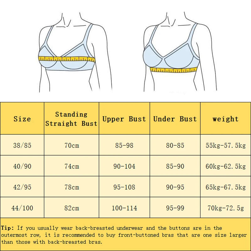 Women Front Button Bra Plus Size Thin Bralette Lingerie Mother's Cotton Wireless Underwear Sleep Bra Comfortble Underwear 38~44