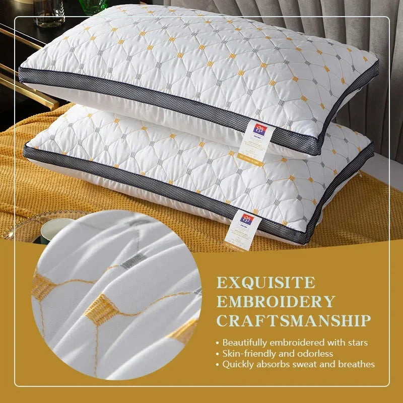 Almohada de algodón de la misma pluma del Hotel, almohada de cuello tridimensional para dormir, dormitorio, Hotel aplicable, 1 u