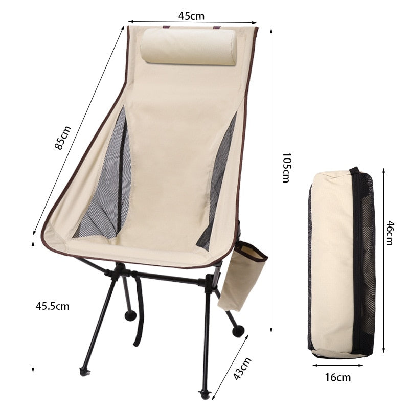 Folding Moon Chairs Outdoor Ultralight Aluminum Alloy Fishing Picnic BBQ Chairs Portable Beach Camping Fishing Leisure Chair