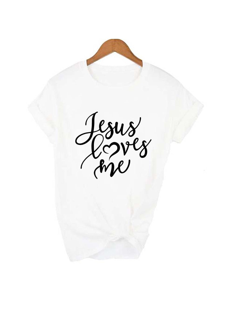 Jesus Loves Me Shirt Women Fashion Christian T-Shirt Religious Shirts Faith Tee 90s Girl Aesthetic Faith Tops Jesus Tee