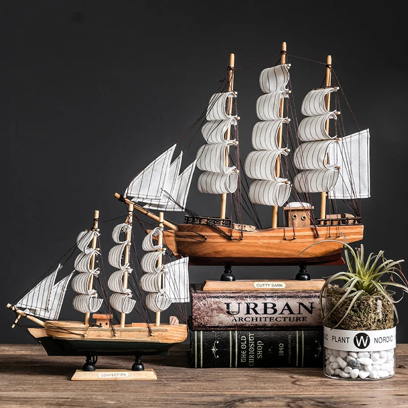 Wooden Sailboat Model home decor Mediterranean Style Home Decoration Accessories Creative Decoration Room Decor Birthday Gift