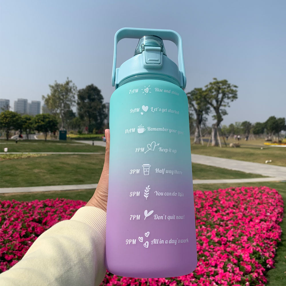 2 Liters Water Bottle Motivational Drinking Bottle Sports Water Bottle With Time Marker Stickers Portable Reusable Plastic Cups