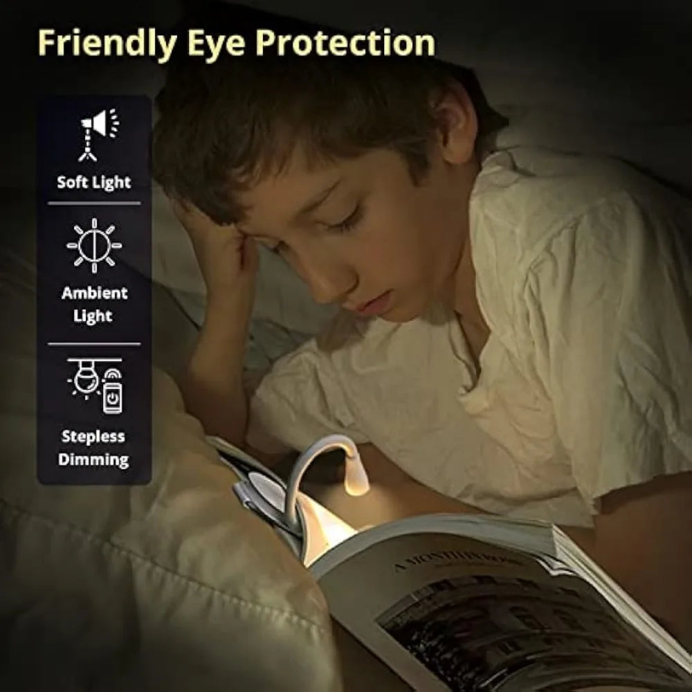 Book Light Reading Lights for Books in Bed Led Book Night Lamp Rechargeable 3 Color Stepless Brightness Clip on Reading Lamp