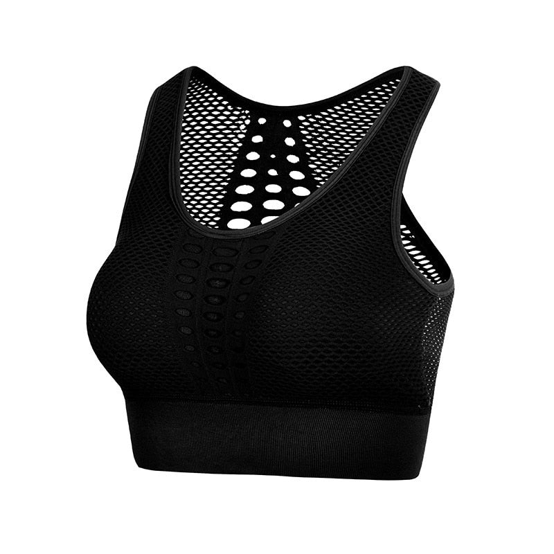 Women Breathable Active Bra Sports Bra Sexy Mesh Sports Top Push Up Gym Fitness Underwear Female Seamless Running Yoga Bra