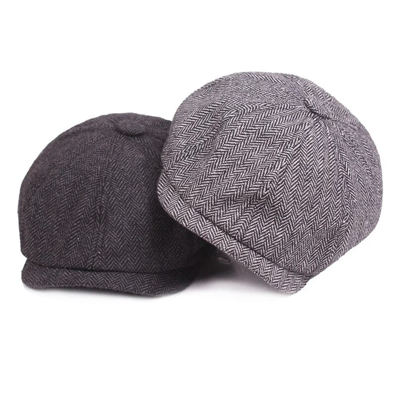 Retro Tweed Newsboy Hat Men Beret Gatsby Beret Hats Peaked Octagonal with Brim Caps Street Caps Winter Spring Hip Hop Beret Caps