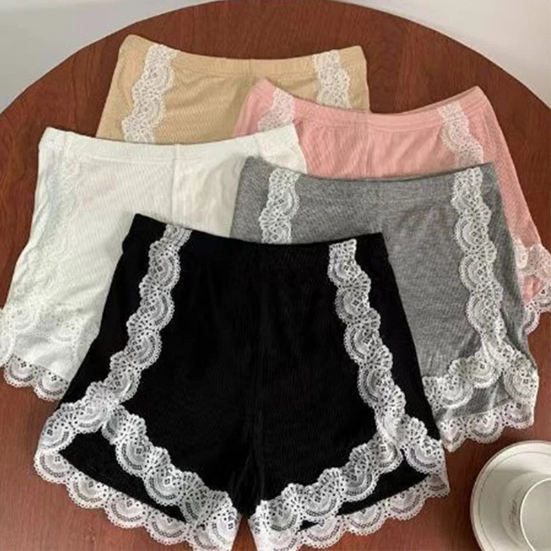 Women's Summer Lace Shorts Sexy Female Safety Briefs High Waist Pajamas Nightwear Shorts for Women Trend Booty Short Pants