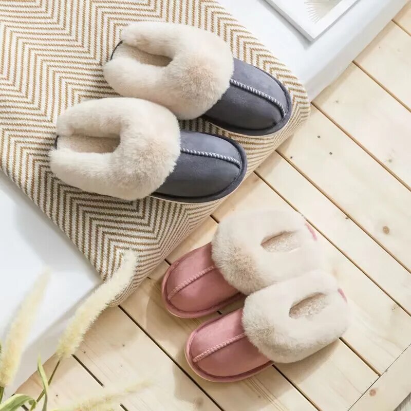 Winter 2023 Warm Soft Women's Fashion And Indoor Plush Slippers Australian U Style High Quality  Cotton Shoes Size 35-45