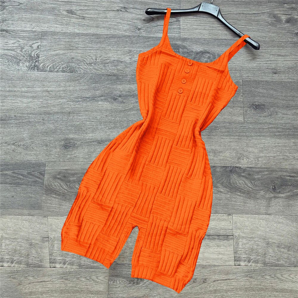 Summer Knit Stretchy Jumpsuit Y2K Women Clothing 2022 Bodysuit Romper One-Pieces Sexy Green Body Jumpsuits Short Pants Overalls