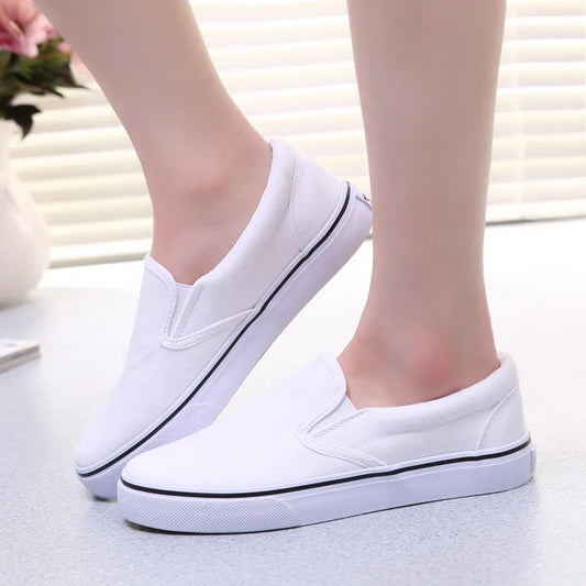 White Couple Canvas Shoes Students Cloth Shoes Womens Flats White Sneakers Men Black Loafers DIY Skate Shoes Vulcanized Shoes