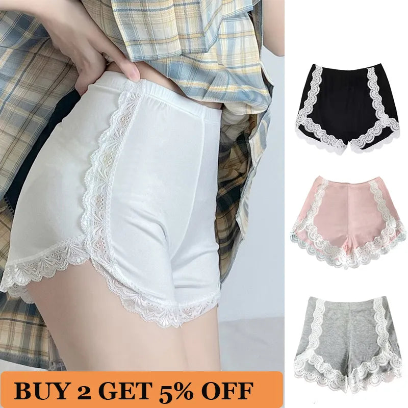 Women's Summer Lace Shorts Sexy Female Safety Briefs High Waist Pajamas Nightwear Shorts for Women Trend Booty Short Pants