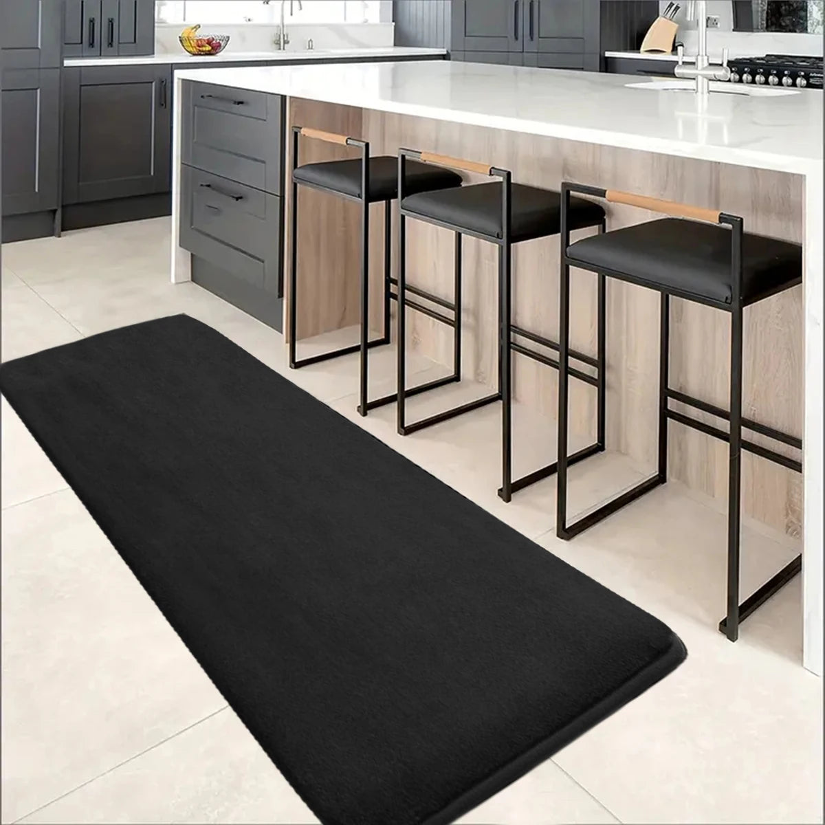 Bedroom Mat  Laundry room Rug Non-Slip Big Size Mat For Home Knitted Polyester thickened Machine Made Coral Fleece Long Strip