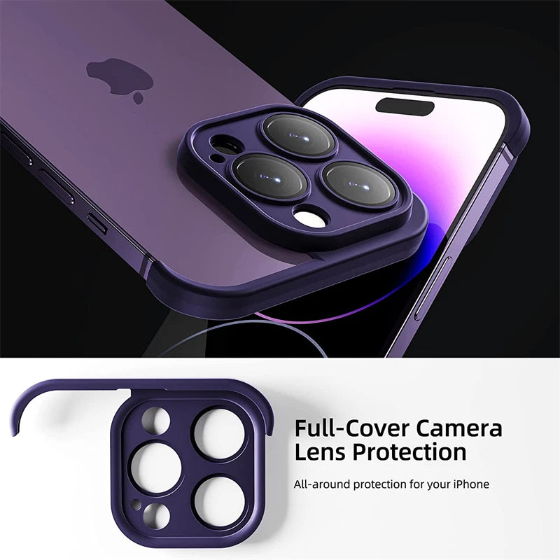 Frameless TPU Silicone Bumper with Glass Lens Protector Case for IPhone 14 13 12 15 Pro Max Plus 14Pro 13Pro IPones I14 Cover