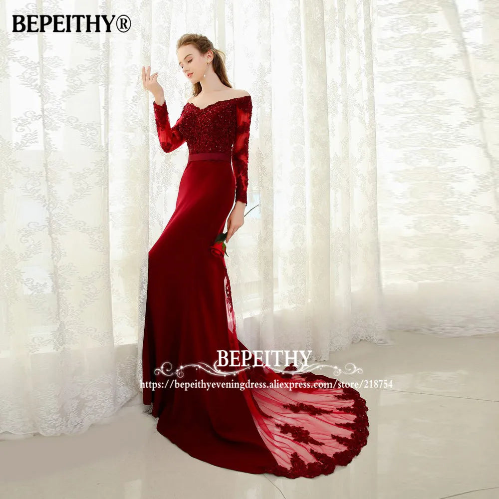 Vestido De Festa Longo Mermaid Evening Dress Lace Top Bodice Slim Line Bridesmaid Dresses Fast Shipping Charming Prom Dress 2023