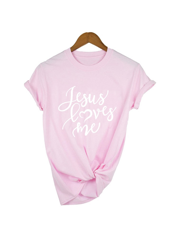 Jesus Loves Me Shirt Women Fashion Christian T-Shirt Religious Shirts Faith Tee 90s Girl Aesthetic Faith Tops Jesus Tee