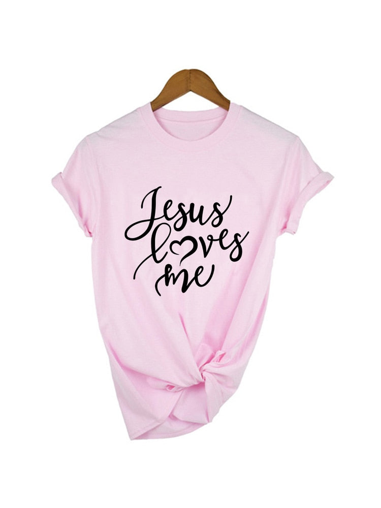 Jesus Loves Me Shirt Women Fashion Christian T-Shirt Religious Shirts Faith Tee 90s Girl Aesthetic Faith Tops Jesus Tee