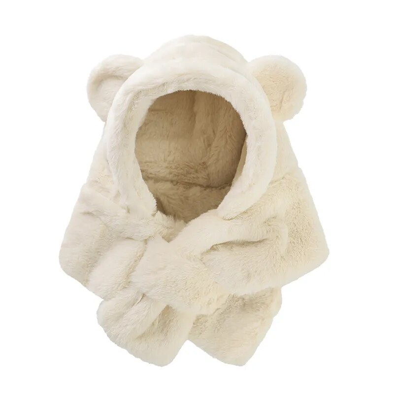 6-24 Months Baby Hat One Piece Little Baby Bear Hat Scarf Winter Thick Ear Hat for Boys and Girls Infant Toddler Accessories