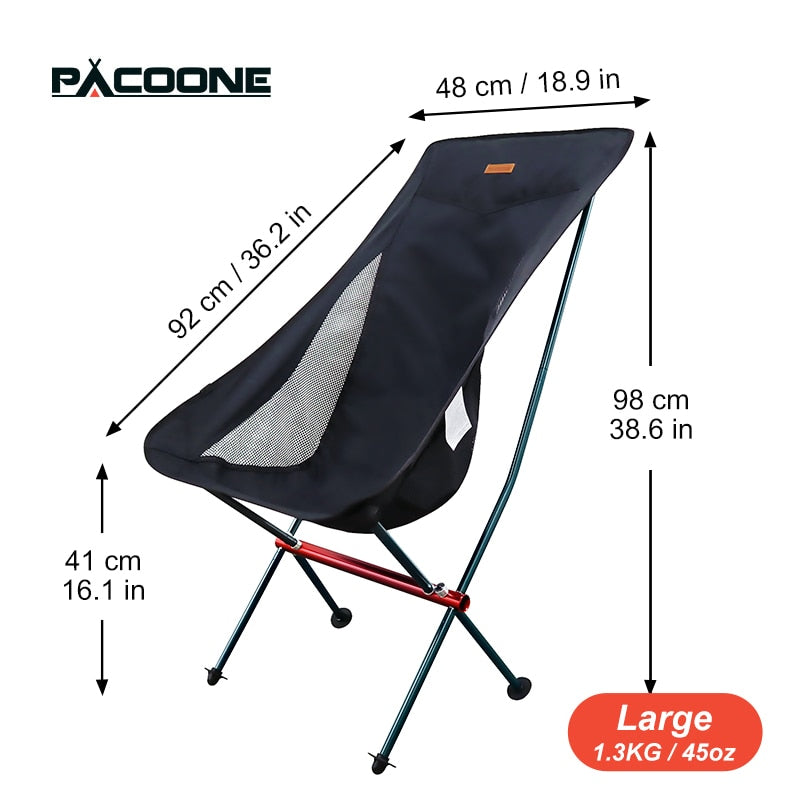 PACOONE Travel Ultralight Folding Chair Detachable Portable Moon Chair Outdoor Camping Fishing Chair Beach Hiking Picnic Seat