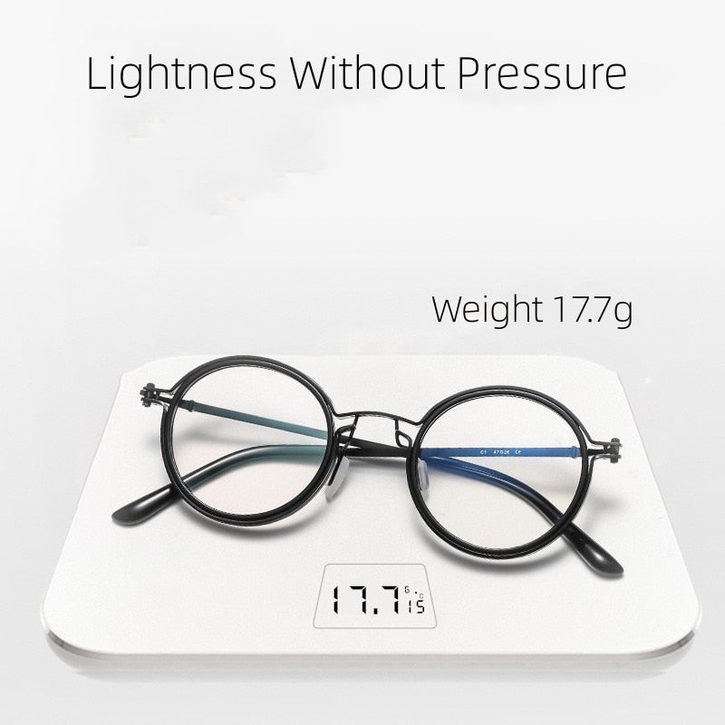 Reading Glasses Men Luxury Round Frame Magnifying Glasses Clear Lens Anti Blue Light Glasses Men Women Metal Reading Glasses New