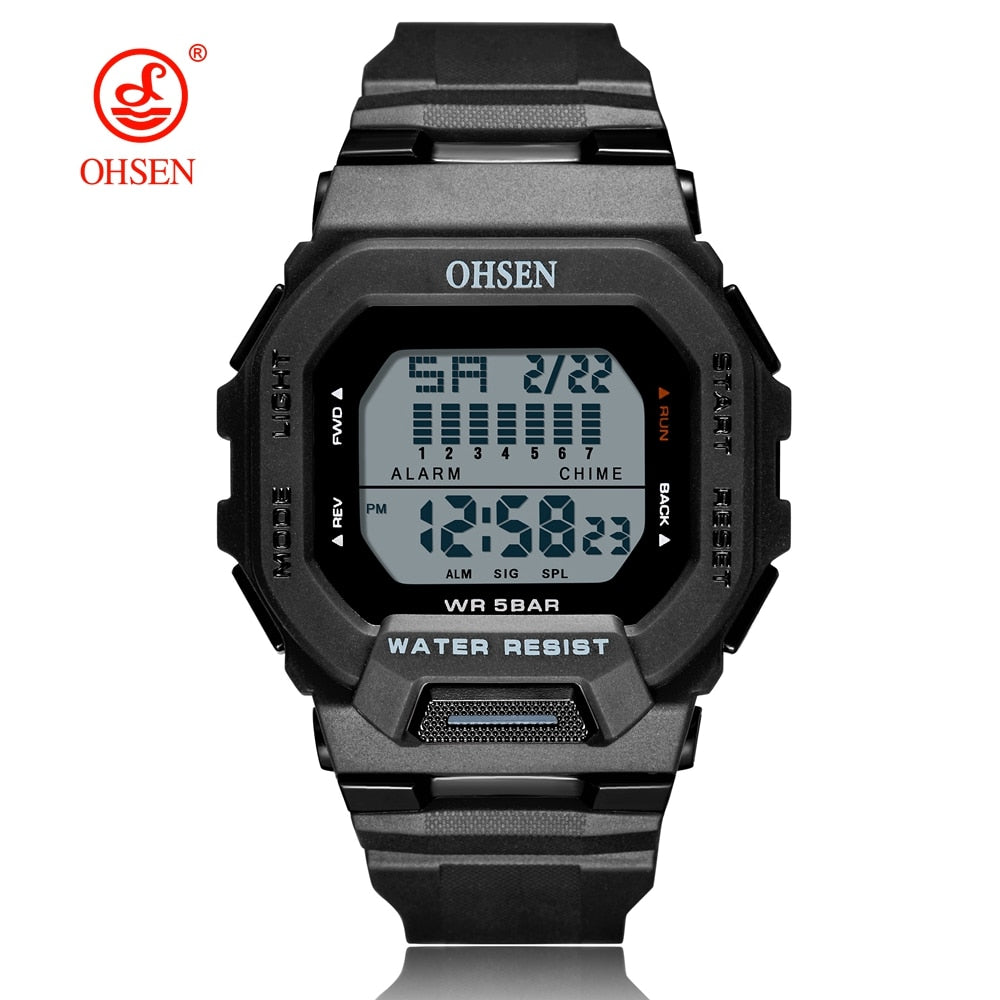 Fashion OHSEN Hombre Male Digital Watches 5ATM Dive Man Mens Sport White Wristwatches Hand clocks Man Watch Reloj Masculino