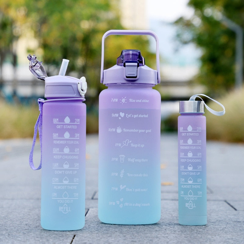 2 Liters Water Bottle Motivational Drinking Bottle Sports Water Bottle With Time Marker Stickers Portable Reusable Plastic Cups