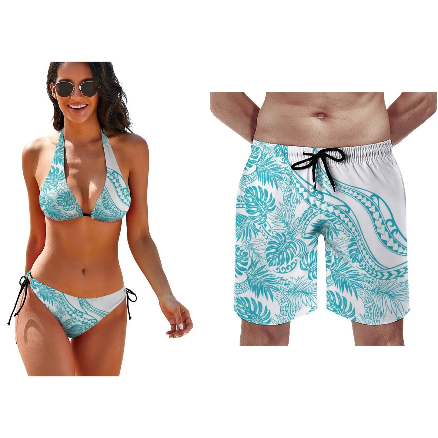 2023 Sexy Bikini Customized Vintage Polynesian Push Up Swimwear Beach Shorts Men&#39;s Beach Pants Couple Swimwear