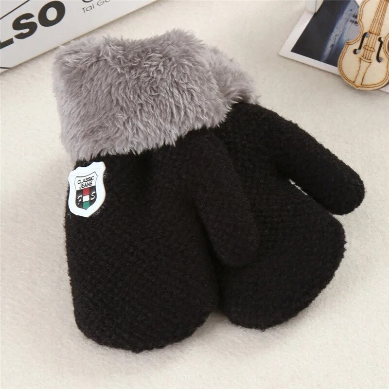 New Arrival Winter Baby Boys Girls Knitted Gloves Warm Rope Full Finger Mittens Gloves For Children Toddler Kids