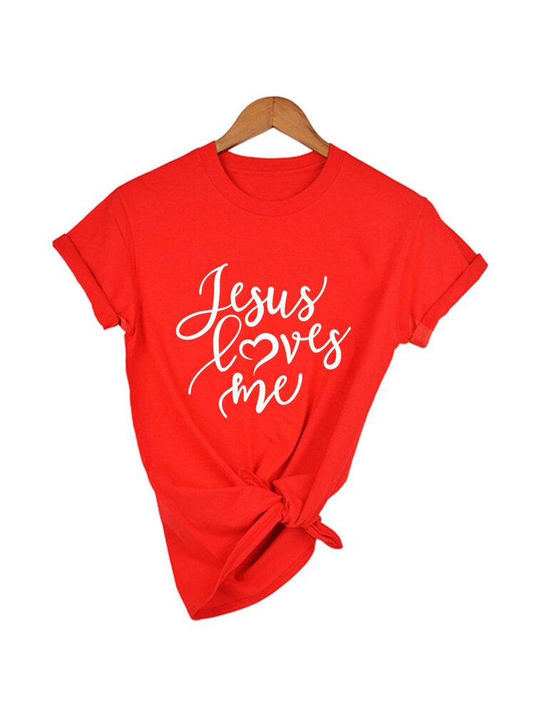 Jesus Loves Me Shirt Women Fashion Christian T-Shirt Religious Shirts Faith Tee 90s Girl Aesthetic Faith Tops Jesus Tee