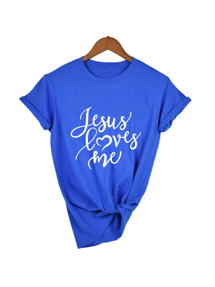 Jesus Loves Me Shirt Women Fashion Christian T-Shirt Religious Shirts Faith Tee 90s Girl Aesthetic Faith Tops Jesus Tee