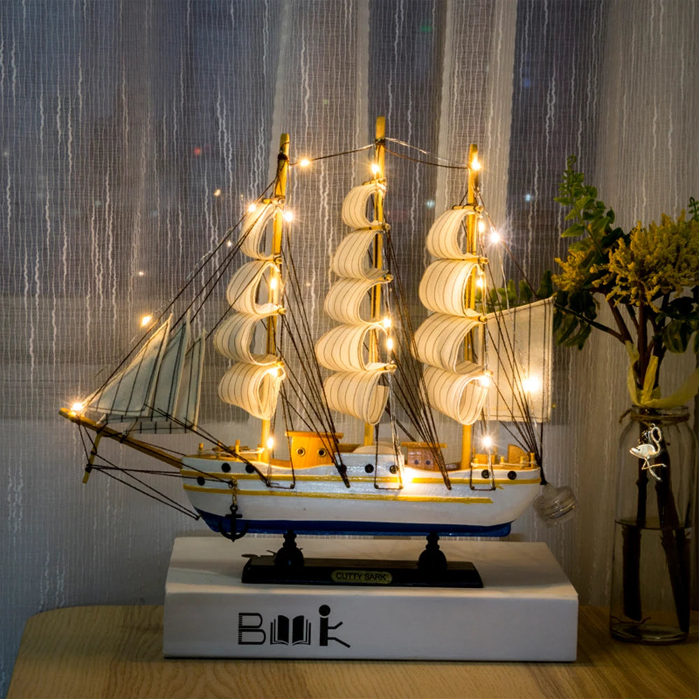 Wooden Sailboat Model home decor Mediterranean Style Home Decoration Accessories Creative Decoration Room Decor Birthday Gift