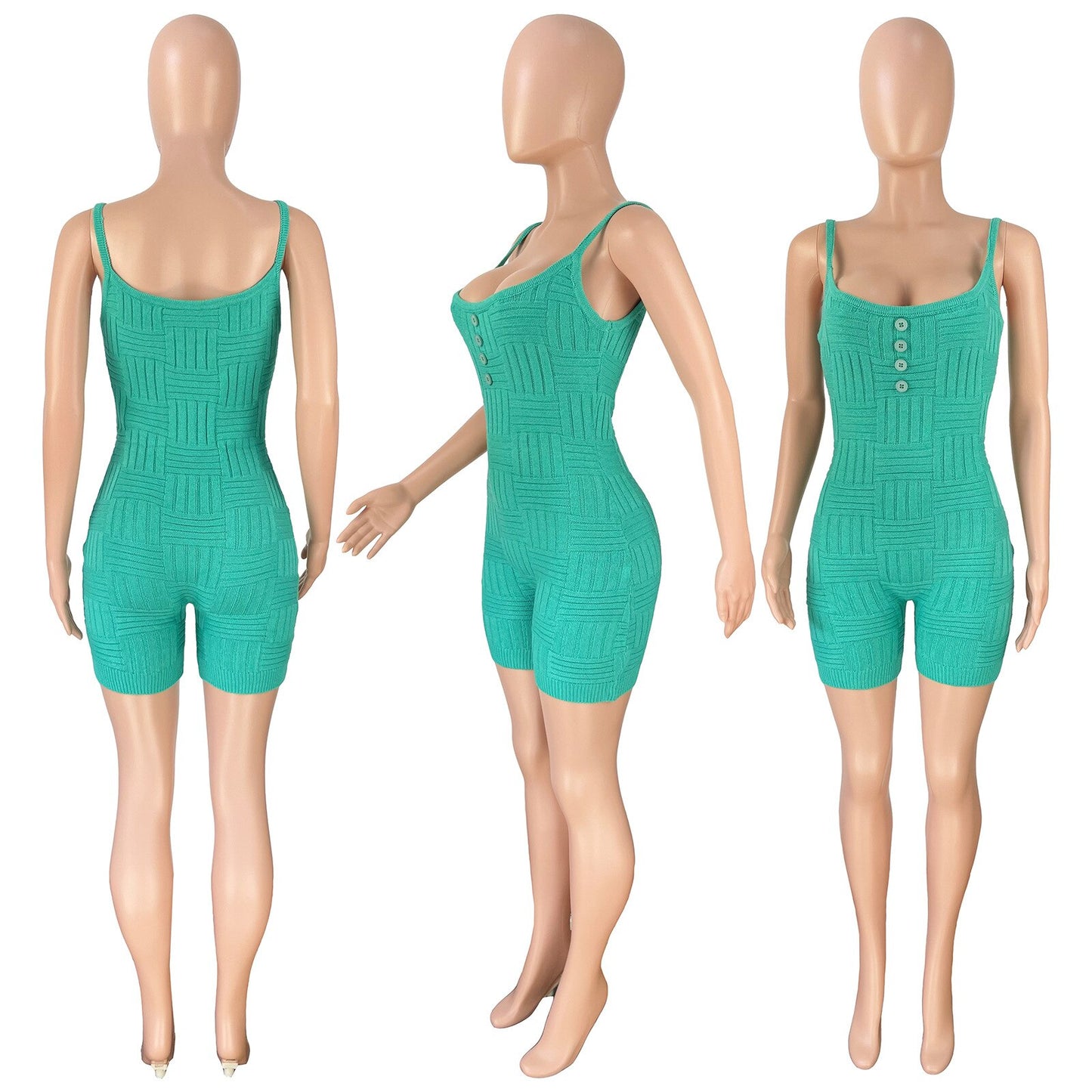 Summer Knit Stretchy Jumpsuit Y2K Women Clothing 2022 Bodysuit Romper One-Pieces Sexy Green Body Jumpsuits Short Pants Overalls