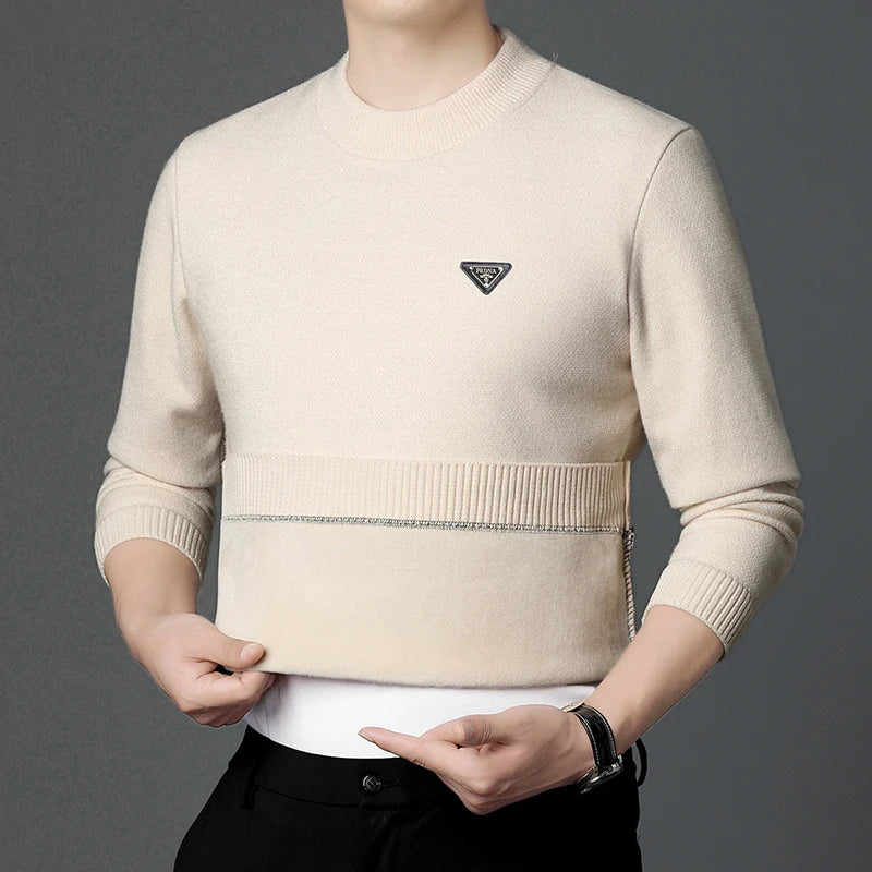 High-End Brand Men's Fashion Embroid O-Neck Pullover Knit Sweater Autumn Winter Retro casual Knitwear Thicken2024 Men Clothing