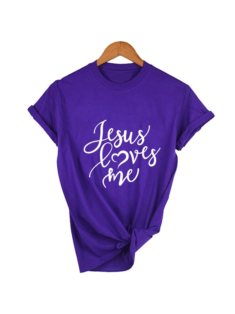 Jesus Loves Me Shirt Women Fashion Christian T-Shirt Religious Shirts Faith Tee 90s Girl Aesthetic Faith Tops Jesus Tee