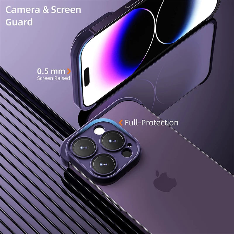 Frameless TPU Silicone Bumper with Glass Lens Protector Case for IPhone 14 13 12 15 Pro Max Plus 14Pro 13Pro IPones I14 Cover