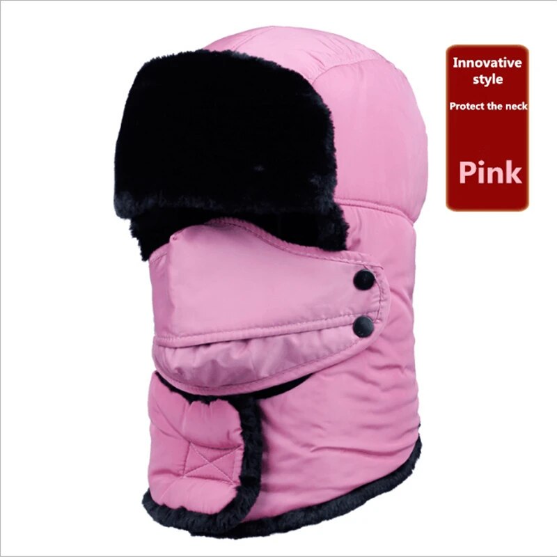 2019 new popular Bomber Hats men's winter hat with ear flaps outdoor cold warm skiing men winter hat warm hat earmuffs and mask