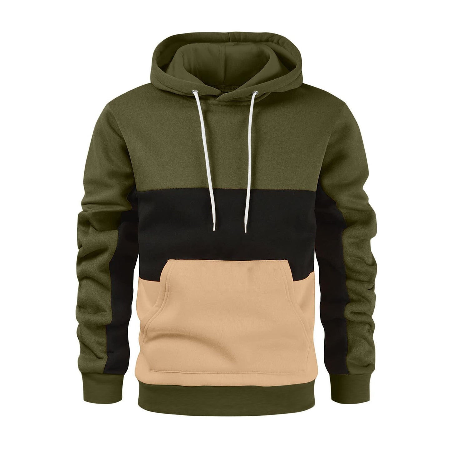 New Fleece Patchwork Hoodies Men Fashion Hooded Sweatshirts Male Autumn Winter Streetwear Casual Hip Hop Pullover Men&#39;s Coats