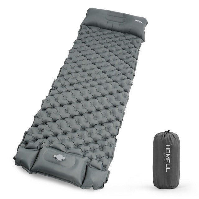 Outdoor Sleeping Pad Camping Inflatable Mattress with Pillows Travel Mat Folding Bed Ultralight Air Cushion Hiking Trekking