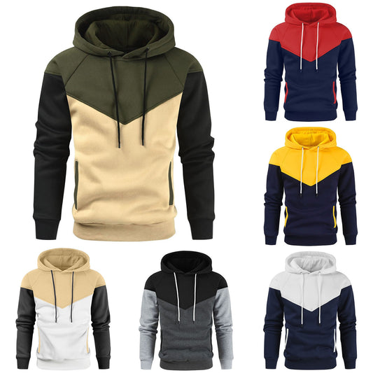 New Fleece Patchwork Hoodies Men Fashion Hooded Sweatshirts Male Autumn Winter Streetwear Casual Hip Hop Pullover Men&#39;s Coats