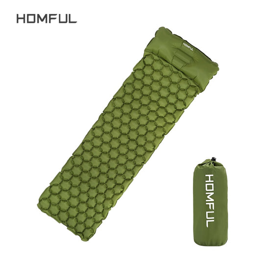 HOMFUL Outdoor Sleeping Mat Camping Pad With Pillow Air Mattress Inflatable Cushion Sleeping Mat Fast Filling Moistureproof