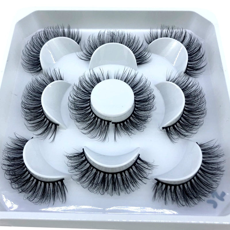 HBZGTLAD New 5 pairs 8-25mm natural 3D false eyelashes fake lashes makeup kit Mink Lashes extension mink eyelashes maquiagem