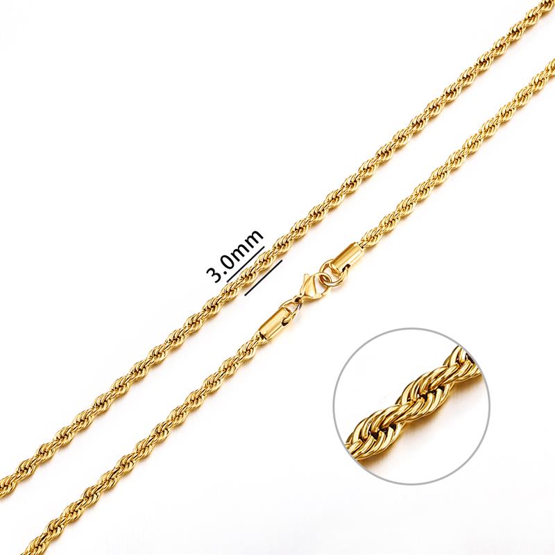 Stainless Steel Chain Necklace for Men Women Curb Cuban Link Chain Gold Color Silver Color Punk Choker Fashion Male Jewelry Gift