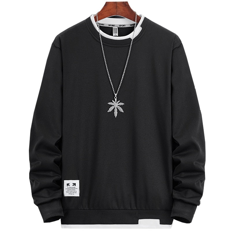 EAEOVNI Autumn Mens Sweatshirt O-Neck Long Sleeve Male Hoodies Solid Color Casual Hip-Hop Streetwear Men Pullover Fashion