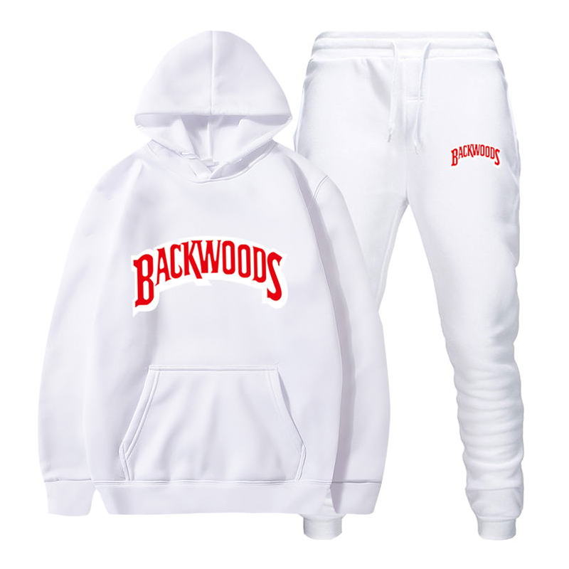 fashion brand Backwoods Men&#39;s Set Fleece Hoodie Pant Thick Warm Tracksuit Sportswear Hooded Track Suits Male Sweatsuit Tracksuit