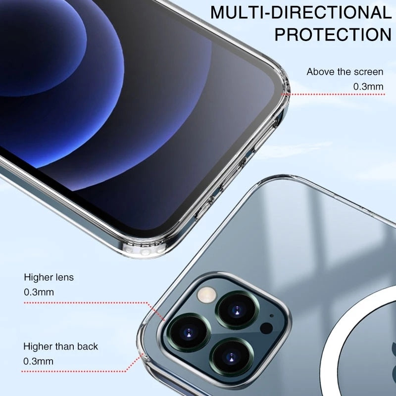 For Magsafe Magnetic Wireless Charging Case For iPhone 14 12 11 13 Pro MAX Mini XR X XS MAX 7 8 Plus SE 2020 Shockproof Cover