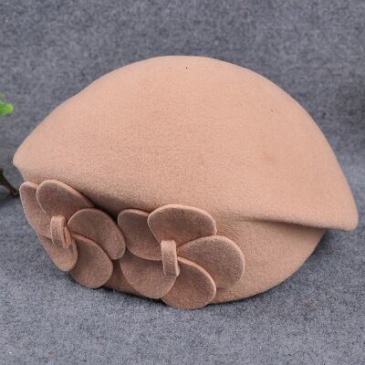 100% wool beret winter berets women winter felt beret Floral Women Felt French Beret Beanie fedora hat Beanie Winter Flower