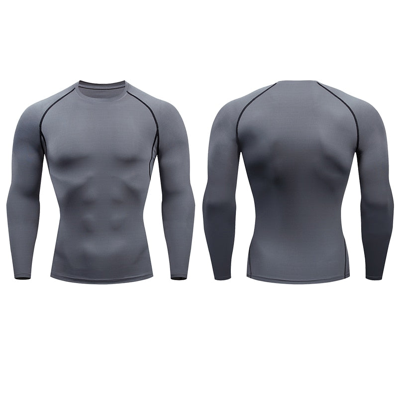 Men Compression Running T Shirt Fitness Tight Long Sleeve Sport tshirt Training Jogging Shirts Gym Sportswear Quick Dry rashgard