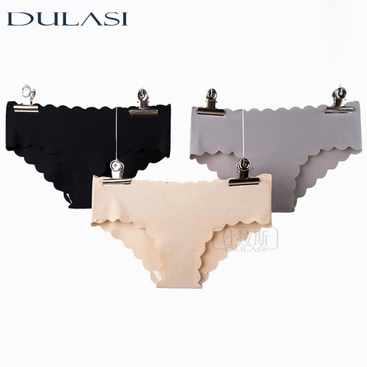 Sexy Panties Ice Silk Women&#39;s lingerie Seamless Underwear Low Waist Cotton Crotch Breathable Briefs Bikini  DULASI 3 pcs/lot