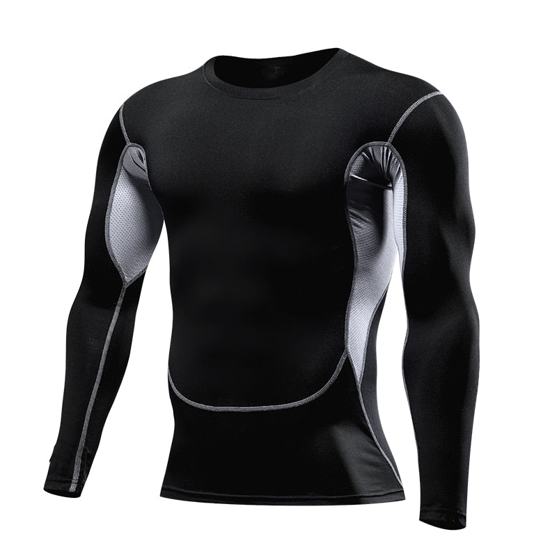 Men Compression Running T Shirt Fitness Tight Long Sleeve Sport tshirt Training Jogging Shirts Gym Sportswear Quick Dry rashgard