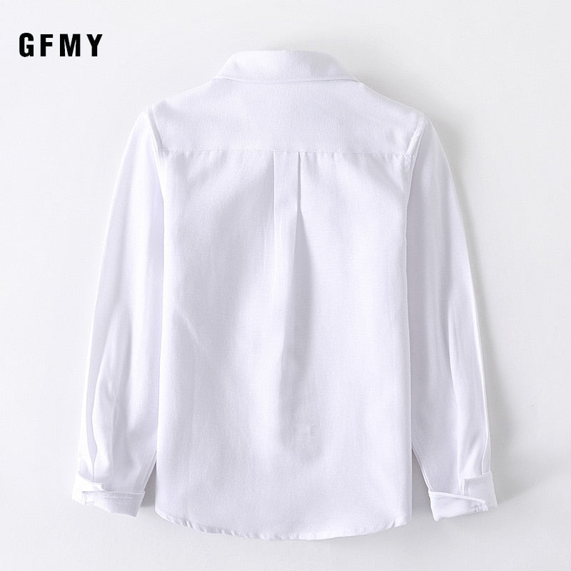 GFMY 2020 New Spring Oxford Textile Cotton Solid color Pink Black Boys white Shirt 3T-14T British style Childrens Tops