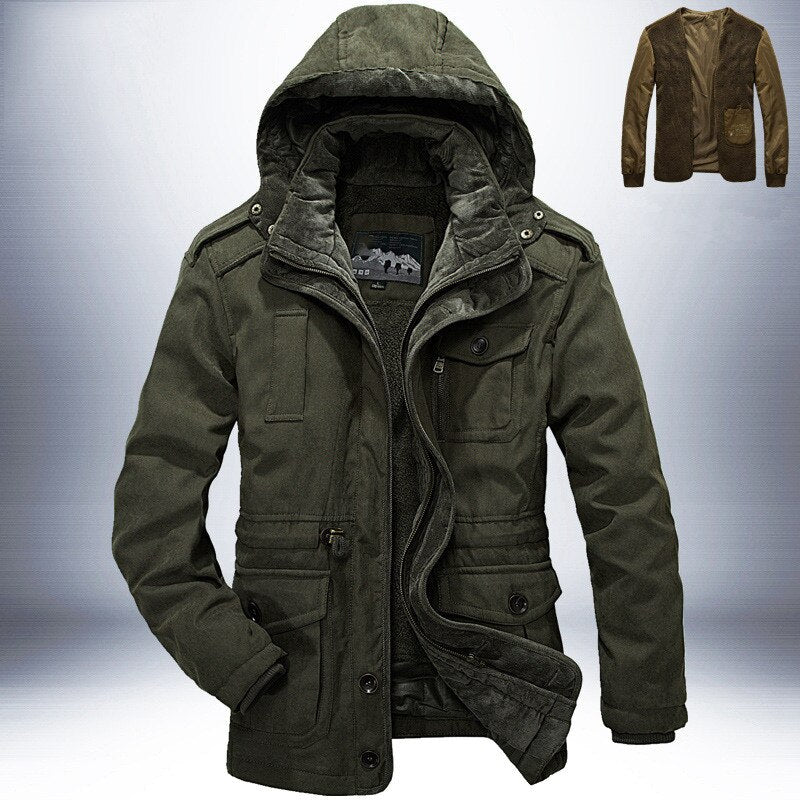 Winter Jacket Men Parkas Wool 2020 Military Thicken Fleece Cotton-Padded Warm Waterproof Jackets Male Heavy 2 in 1 Coat Overcoat