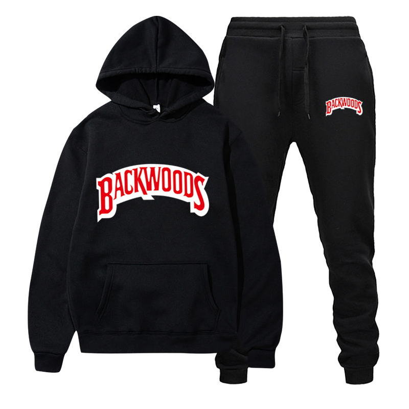 fashion brand Backwoods Men&#39;s Set Fleece Hoodie Pant Thick Warm Tracksuit Sportswear Hooded Track Suits Male Sweatsuit Tracksuit